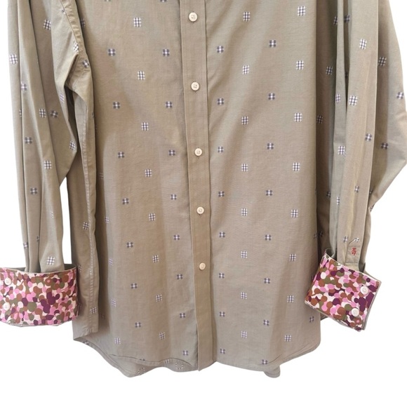 Robert Graham Green Check Pattern Camo Cuffs Long Sleeve Button Down Size 2XL - Picture 3 of 10